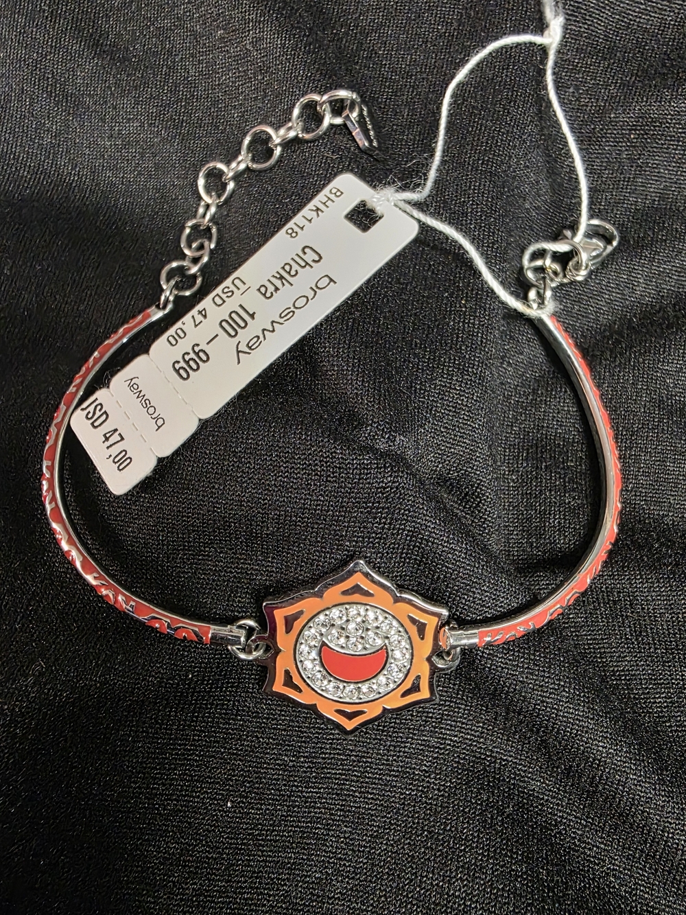 Orange Enamel and Crystal Accent Women's Bracelet